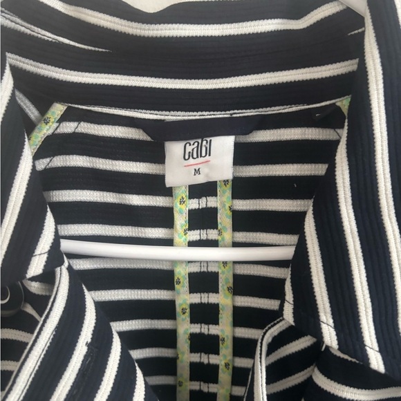 Cabi Trench Coat Maritime M Navy Striped Double Breasted Nautical Mod Jacket - Picture 6 of 8